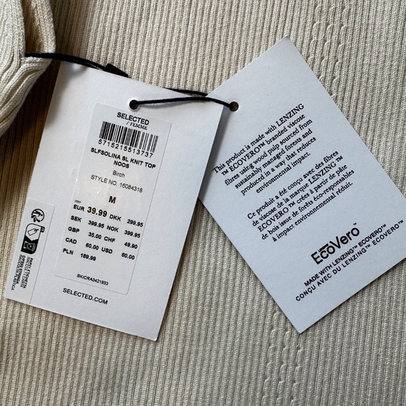 NWT Selected Femme SLFSOLINA KNIT TOP NOOS Sleeveless top Size M Birch Cream - Picture 12 of 14